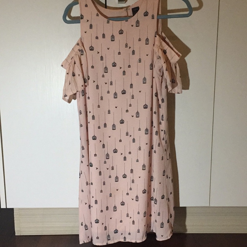 pink cold shoulder mini dress